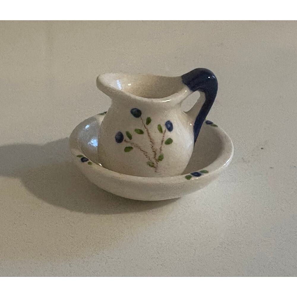 Vintage Miniature Ceramic Wash Basin and Pitcher